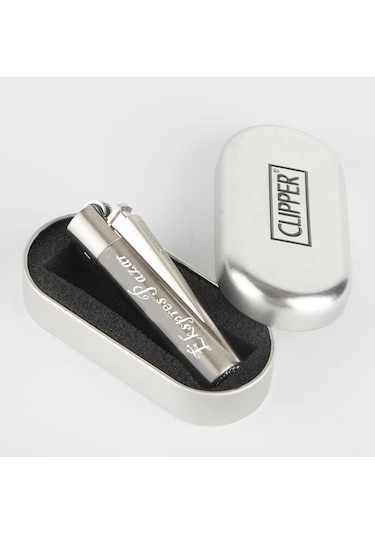 Clipper Kişiye Özel Metal Çakmak Özel Kutulu ve Baskılı Gümüş
