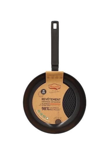 Tava - Menastyl - 6020637 - Dövme Alüminyum - 26 Cm - Siyah - İndüksiyon Dahil Tüm Ocaklar İçin Uygundur