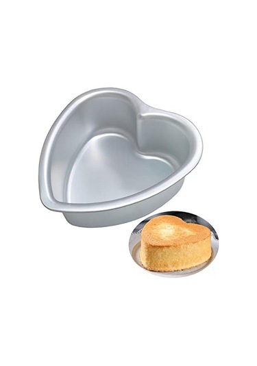 Vkemall 7 İnç Alüminyum Kalp Şekilli Kek Kalıbı - Düğün, Parti Ve Aile Toplantıları İçin Uygun Gümüş