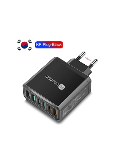 Guseyee55w Pd Usb 6 Portlu Hızlı Şarj Cihazı - İphone Uyumlu Samsung Huawei Xiaomi İçin Seyahat Şarj Ildistribütör Garantili