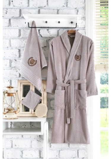 Güvenal Rüya 5 Parça Nakışlı Bornoz Seti | Bornoz Takımı