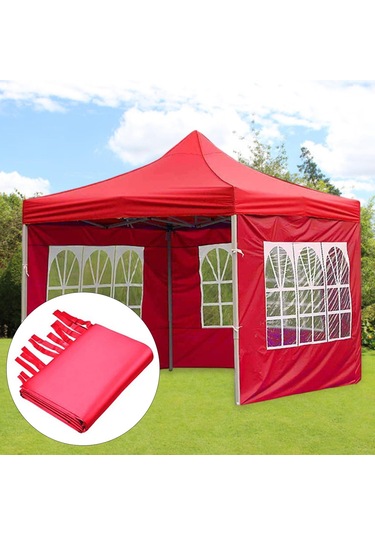 Suntek 1x Gazebos Çadır 3x2m Kamp Açık Gölgelik Mesh Yan Kırmızı