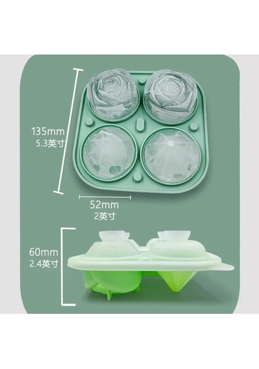 Ganzhoushop Yeşil Viski Topu Küreleri Kalıpları Gül Dondurulmuş Buz Küpleri Ambition 2 Yp Yeşil