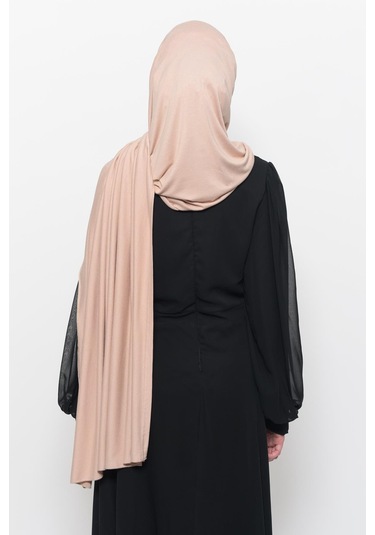 Hazır Pratik Geçmeli Lüks Düz Penye Şal Çapraz Hizalı Açık Bej