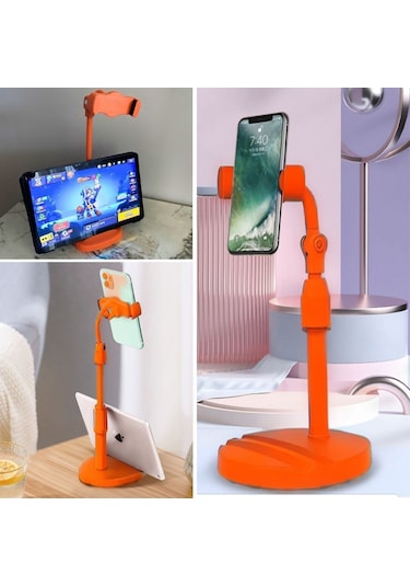 Zmc Bilişim Masa Üstü Tablet Ve Telefon Tutucu Plastik Aparat Turuncu Telefon Standı