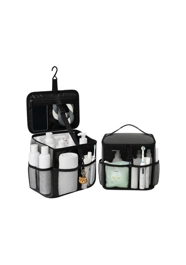 Shineyee Gri Banyo Organizer Sepeti - Pvc Ağ + Oxford Kumaş, Hızlı Kuruyan, Taşınabilir, Banyo/spor Salonu/seyahat İçin, 48 27 18cm 2501 Gri