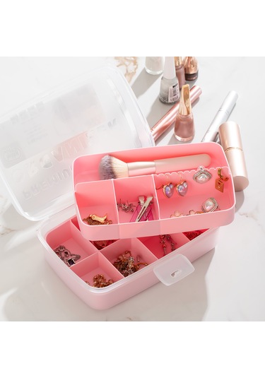 Porsima 1192-2 Premium 12 Bölmeli Çok Amaçlı Organizer Saklama Ka Pembe