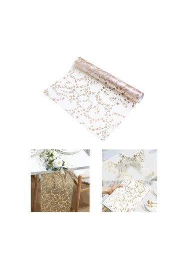 Homyl Yılbaşı Masa Örtüsü Rulo Tatil Partisi Hediyeleri Gül Altın 28cmx3y