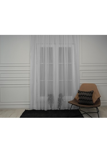 Parlak Vual Düz Tül Perde Krem-2485-krem