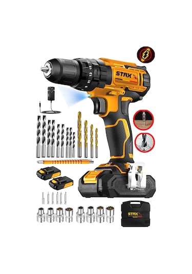 Staxx 21500y 25 Tork Çelik Şanzuman Vidalama Matkap 27 Parça Set