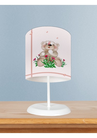 Mekta Home Bebek Ve Çocuk Odası Ayıcık Ve Çiçek Desenli Abajur
