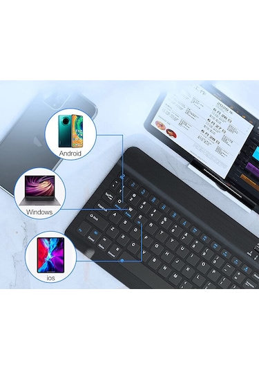 Tablet Ve Telefonlar İçin Şarjlı Kablosuz Türkçe Bluetooth Klavye