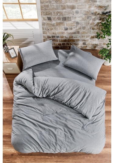 Çarşafı Lastikli 120lik Yataklar İçin Düz Renk Nevresim Takımı Antrasit