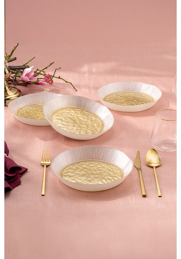 Emsan Golden 4 Parça Cam Dik Kase 21 Cm Gold
