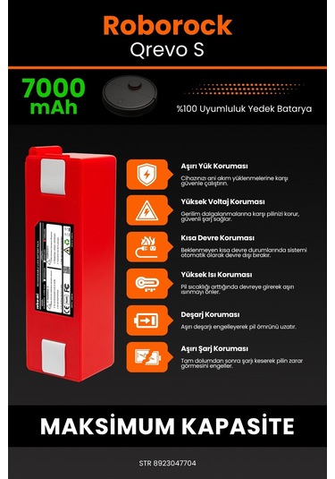 Roborock Qrevo S Uyumlu Kutusuz 7000 Mah Robot Süpürge Pili