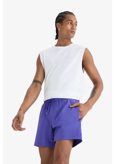 Defacto Defactofit Sporcu Baskılı Esnek Dokulu Kısa Boy Deniz Şortu B5952ax25hspr122 Mor