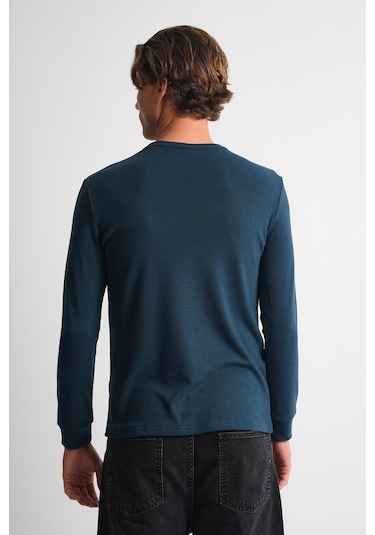 Alexander Gardi Alexandergardı Uzun Kollu Bisiklet Yaka Basic Sweatshirt PETROL