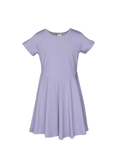 Lovetti Soft Lila Kız Çocuk Düz Basic Kısa Kol Elbise 9560L015 Lila
