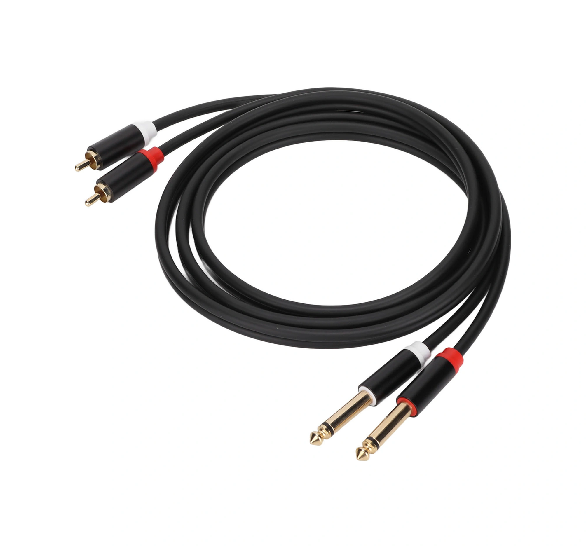 Shineyee 1.5m Pvc Bakır Çekirdekli 6.35mm Çift Rca-erkek Çift Ts 1/4in Mono Ses Kablosu, Cd/dvd İle Mikser-güç Amfi Bağlantısı, Alüminyum Kasa, Çift Katlı Gövde, Altın Kaplı Soket