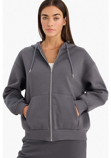 Defacto Relax Fit Kapüşonlu Sweatshirt C1809ax26spar191 Antrasit-ar191