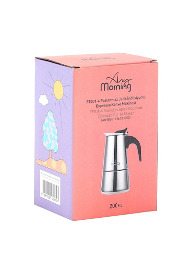 Any Morning FE001-6 Paslanmaz Çelik İndüksiyonlu Espresso Kahve Makinesi 300 Ml
