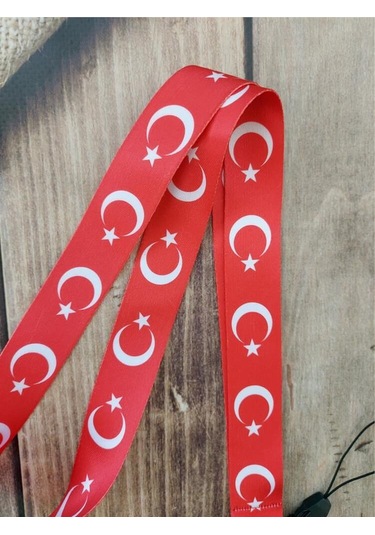 Türk Bayrağı Geniş Kart Askısı Yaka Kartı Boyun Askı İpi Telefon Askısı Yatay Dikey Kart Koruyucu