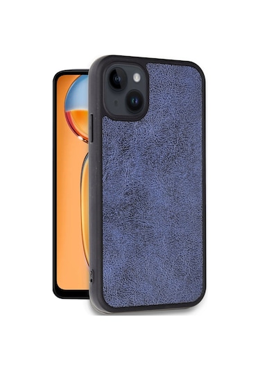 Apple, Uyumlu iPhone 15 Kılıf Aras Deri Kapak - Lacivert