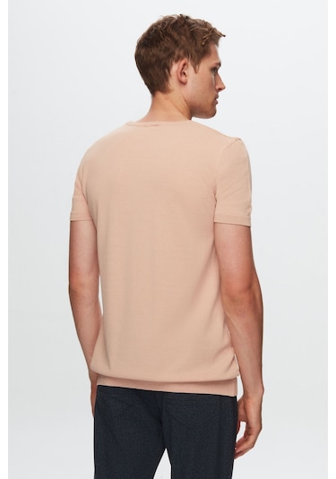 D's Damat Slim Fit Pudra Düz Örgü Rayon Örme T-Shirt 0Ef069421003M Pudra