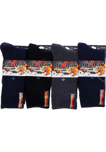 Dündar Erkek Plus Havlu Thermal Kışlık Çorap 7019 - 6 Adet Karışık Renk Çok Renkli