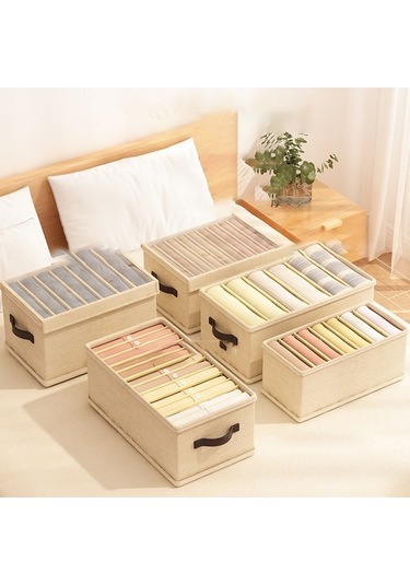 Dancemonkey Cbtx 7 Izgaralı Kot Pantolon Ve Gömlek İçin Katlanabilir Çekmece Düzenleyici Kutu - Bej 140l