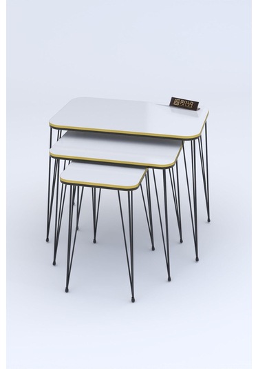 Zigon Sehpa Kr Çift Beyaz Tel Siyah Ayak Çok Renkli