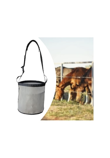 Homyl At Yem Torbası File Nefes Alabilen Güçlendirilmiş Gri Gri