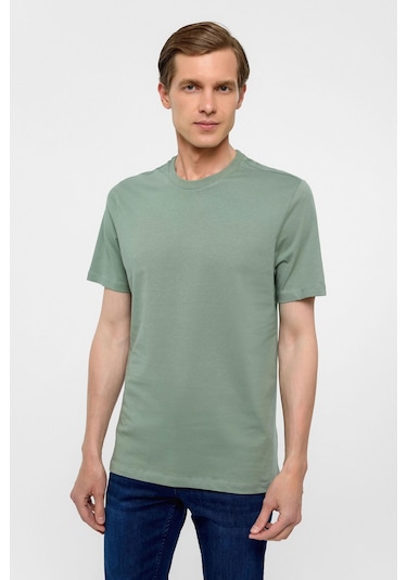 SÜVARİ Su Yeşili Regular Düz Bisiklet Yaka Tişört-38580 Su Yeşili