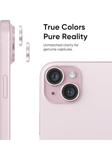 Apple Uyumlu iPhone 15 / 15 Plus Kamera Lens Koruyucu Pembe
