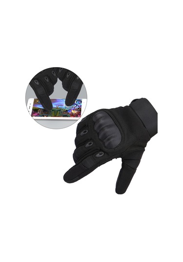 Kosona Siyah Motosiklet Eldiveni, Dürtüye Dayanıklı Silikon, Dayanıklı Palmiye, Üç Parmak Dokunmatik Ekran, Nefes Alıcı Kumaş - M