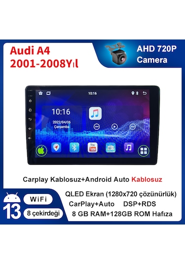 Audi A4 2001-2008yıl 8gb Ram 128gb Carplay Araç Multimedya