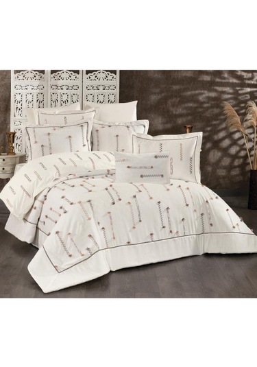 Çise 10 Parça Çift Kişilik Çeyiz Seti Krem - Kahverengi Krem - Kahverengi