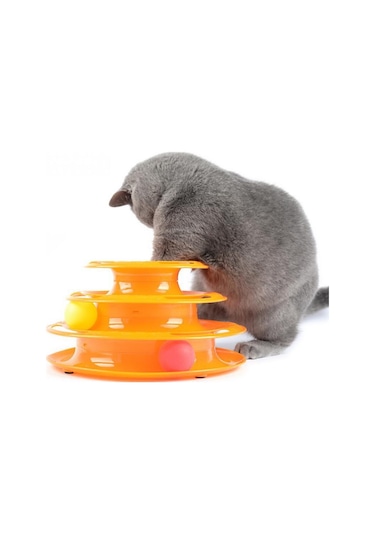 Süslüpati Toplu Yuvarlak 3 Katlı Şirin Kedi Oyuncağı