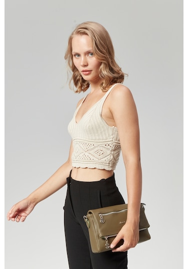Morpelikan Kadın Dört Bölmeli Clutch Çarpraz Omuz Çantası