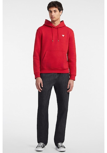 Guess Erkek Gj Hood Slım Mını Kapüşonlu Sweatshirt - Kırmızı Kırmızı