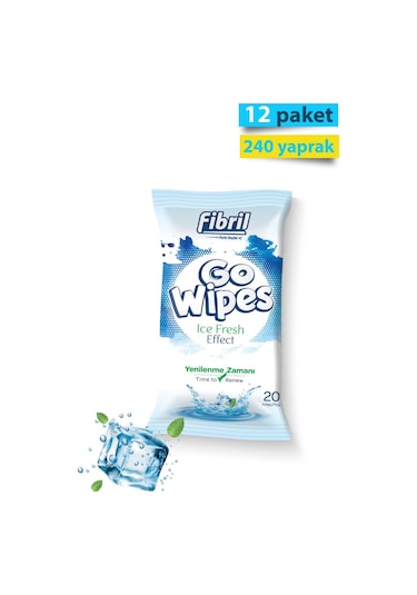 Fibril Go Wipes Ice Fresh Islak Mendil 20'li x 12 Paket 240 Yaprak