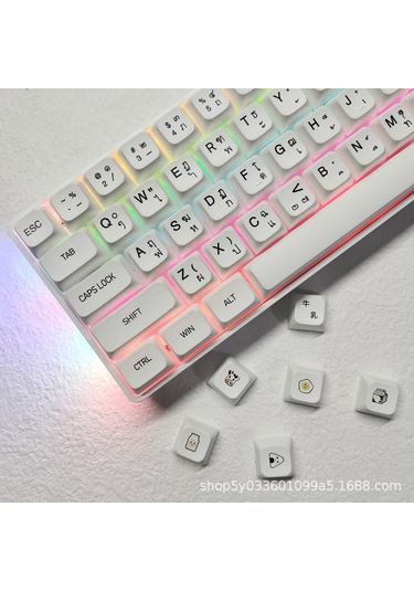 Reedark Beyaz Japonca Dilleri Desteği Pbt Klavye Anahtarı Seti - Minimalist Tasarım Diğer