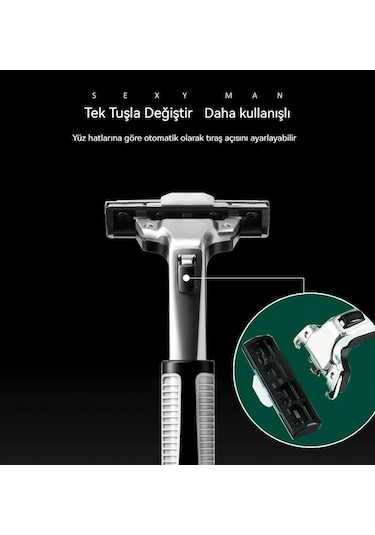 Bıçak Tıraş Makinesi Tıraş Makinesi Paslanmaz Çelik Manuel Kafa Erkek Vintage Sakal Bıçağı Sakal Bıçağı Sakal Bıçağı Elektrikli Değiştirme 12 Bıçak 1 Bıçak Sapı