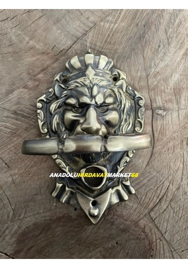 Aslan Figürlü Antik Pirinç Kapi Tak Tak Ahşap Kapi Tokmagi