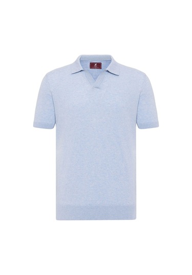 Gerhard Erkek Regular Fit Triko Polo Yaka T-shirt Açik Mavi
