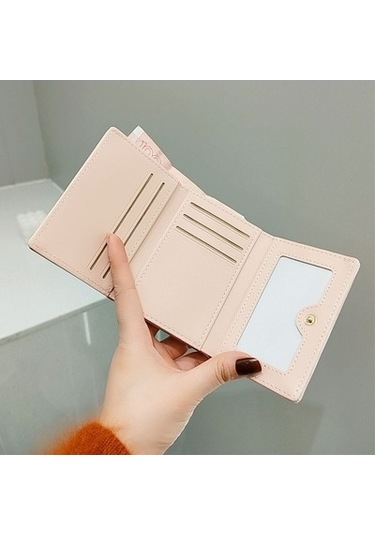 Linjinxu Mürekkep Boyama Elemanları Üç Katlı Cüzdan Mini Taşınabilir Cüzdan Siyah Siyah