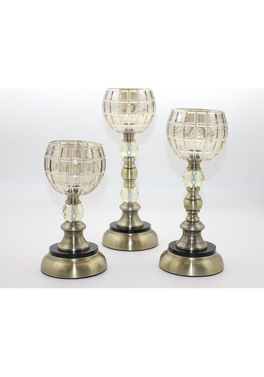 Cam 3'lü Şamdan Çok Renkli