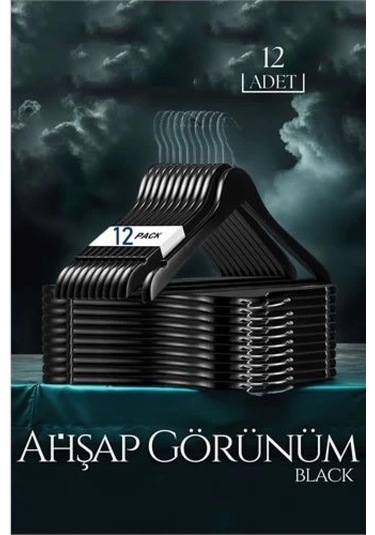 Modacar Siyah Ahşap Görünüm 12 Li Askı Seti Schönbuch Design
