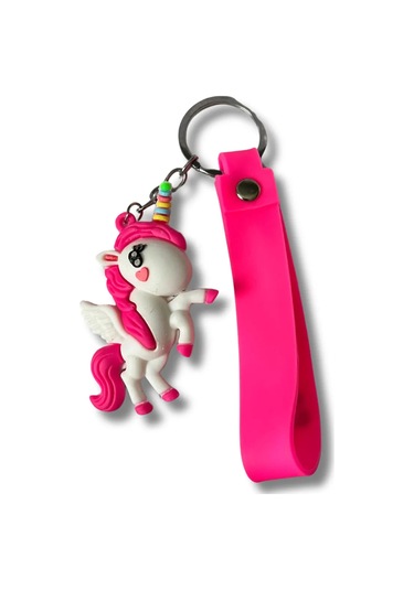 Unicorn Pembe Renk Bilekli Silikon Anahtarlık&çanta Aksesuarı