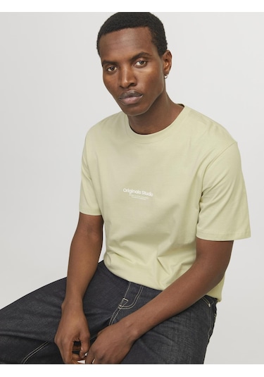 Jack & Jones Erkek Kabartma Logo Baskili Tisört - Vesterbro - 12240121 Celadon Tint